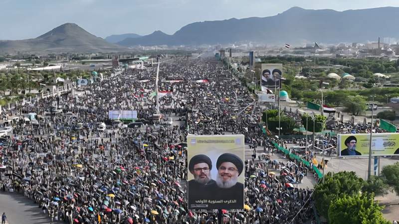 Sana'a Hosts Major Rally Commemorating Sayyed Nasrallah's Martyrdom, Vows Continued Resistance
