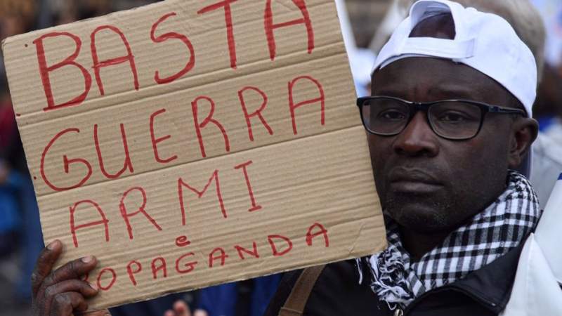  Italian Protesters March Against Sending Weapons to Ukraine 