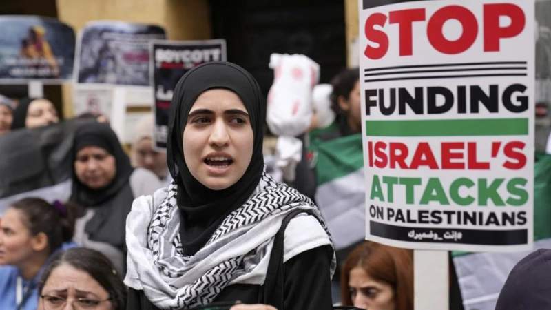 Lebanese Students Protest to Show Solidarity with Palestinians in War-Wracked Gaza