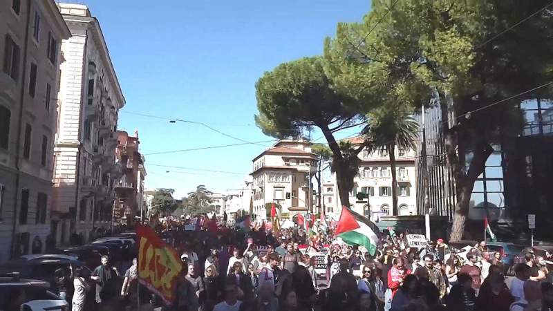 Protesters flood Rome amid nationwide strike in support of intercepted Gaza flotilla